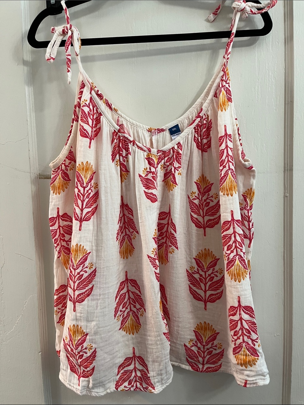 Old Navy White Tie-Shoulder Camisole with Pink & Yellow Floral Print
